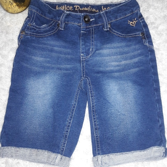NWT Justice Kids Girls Size 6 or 7 Bermuda Dark Wash Stretch Denim Jean Shorts